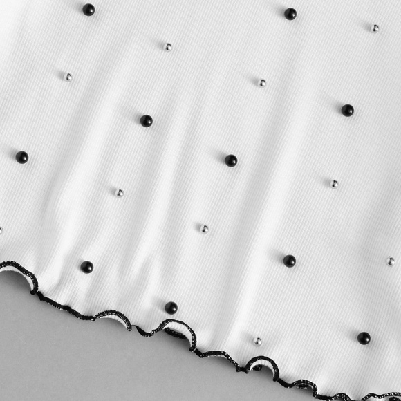 PEARL BEADED LETTUCE EDGE CROP TEE - Picture 3 of 5